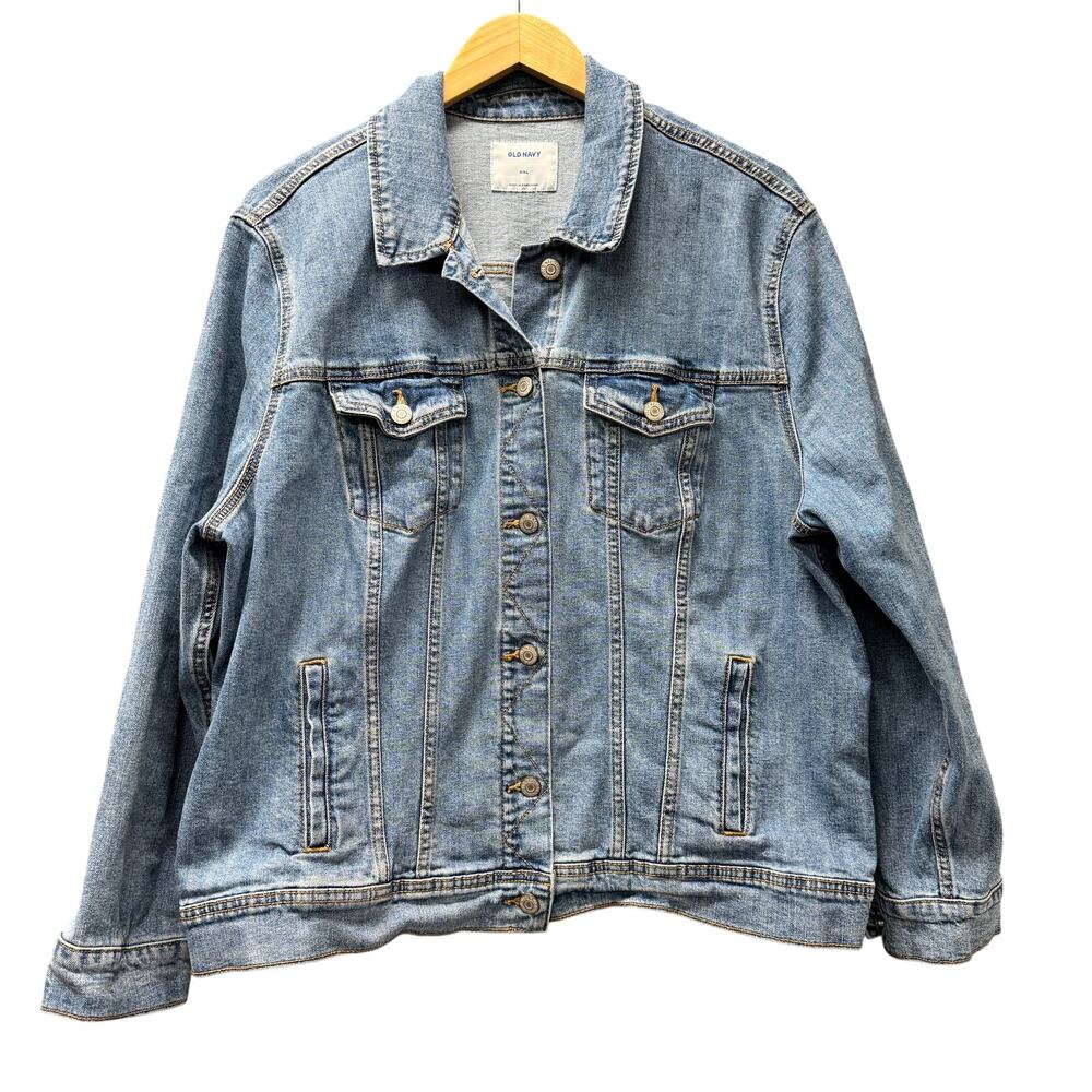 Old Navy Jean Jacket Womens XXL Blue Denim Trucker Classic Button Up